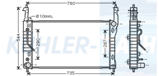 Wasserkhler passend fr Opel