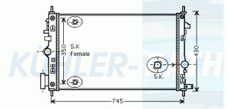 Wasserkhler passend fr Opel/Saab
