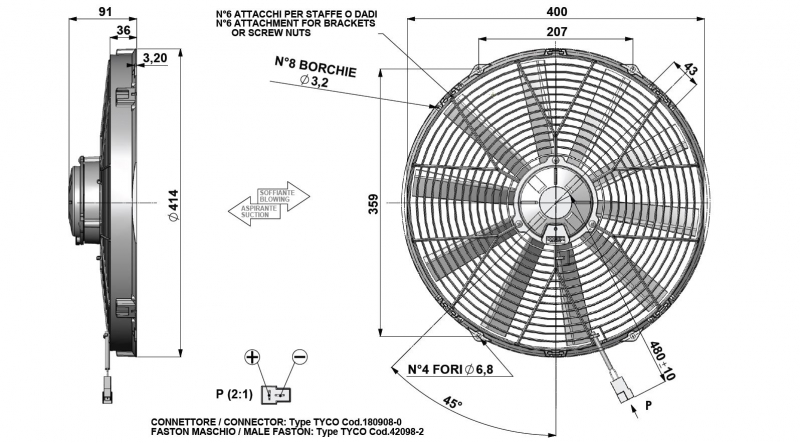 Ventilator passend für Comex 12V ziehend Ø 414 Ventilatoren